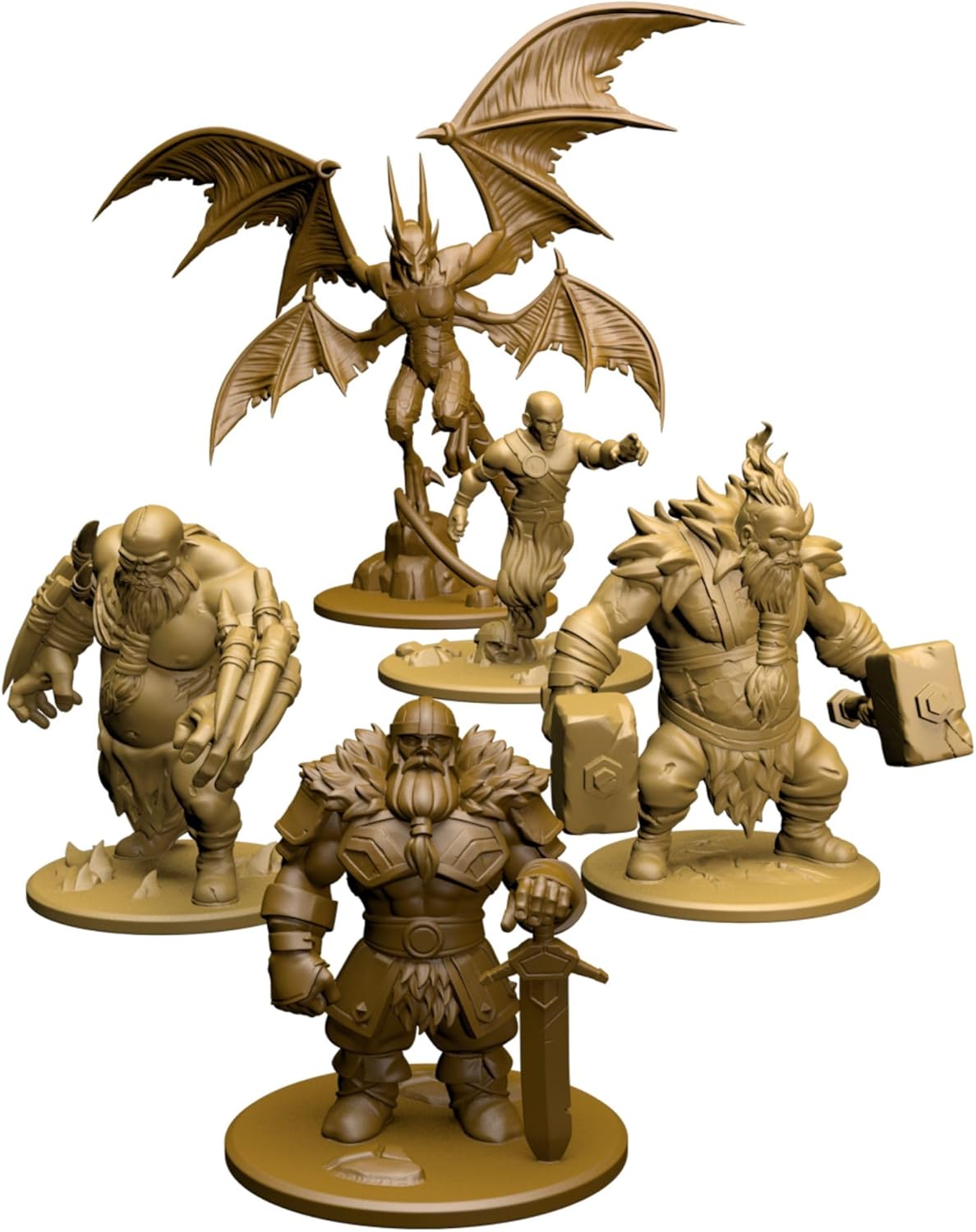 Northgard Wilderness Expansion Set of fantasy miniatures on stands with a white background