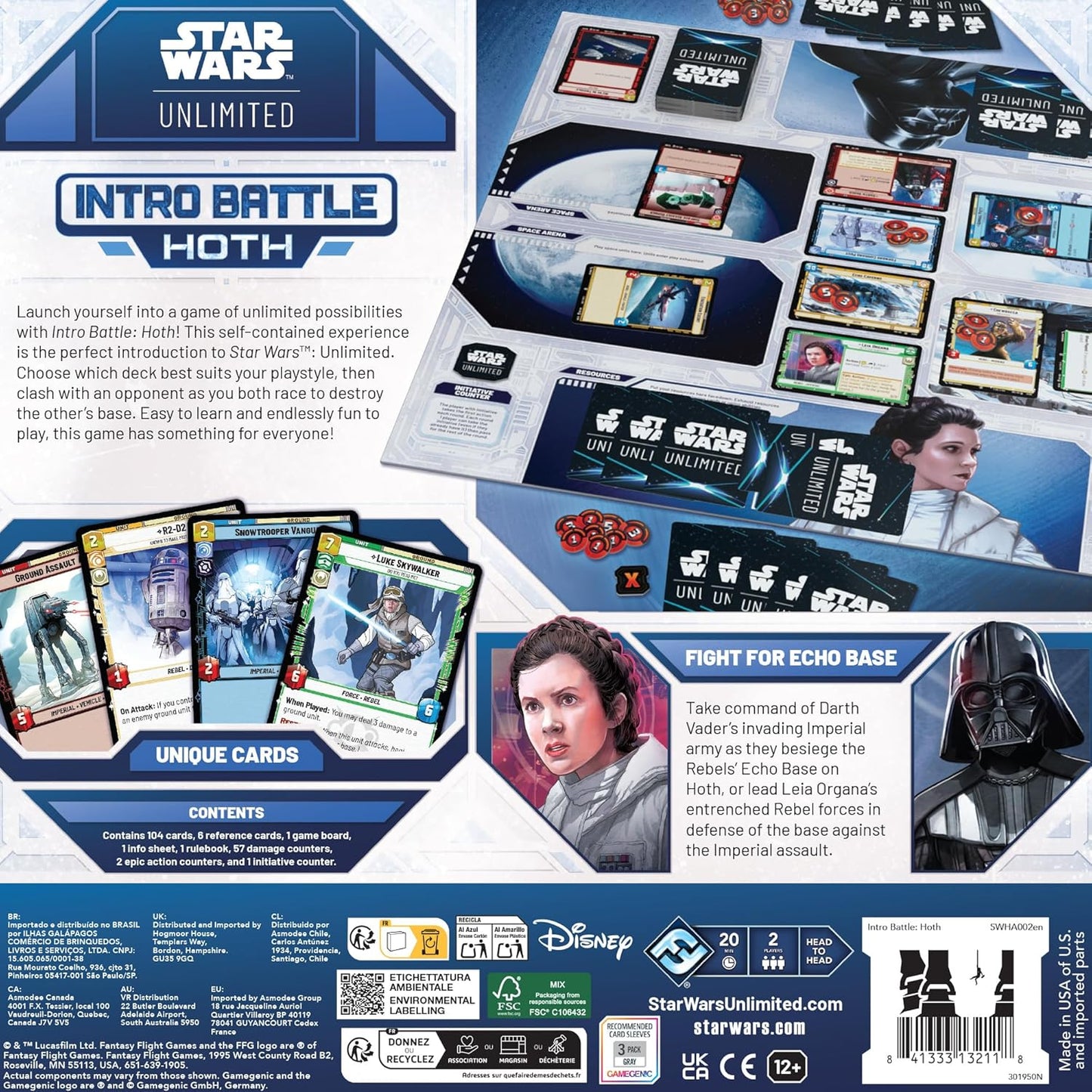 Star Wars Unlimited Intro Battle Hoth game packaging with cards and figures.