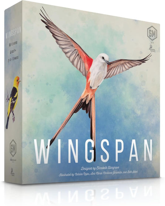Wingspan board game box with bird illustration on a light background