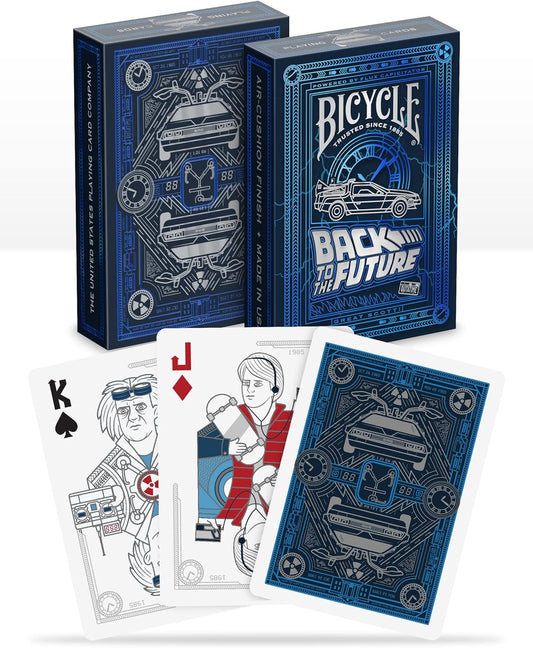 Bicycle Back to the Future playing cards with packaging and cards displayed.