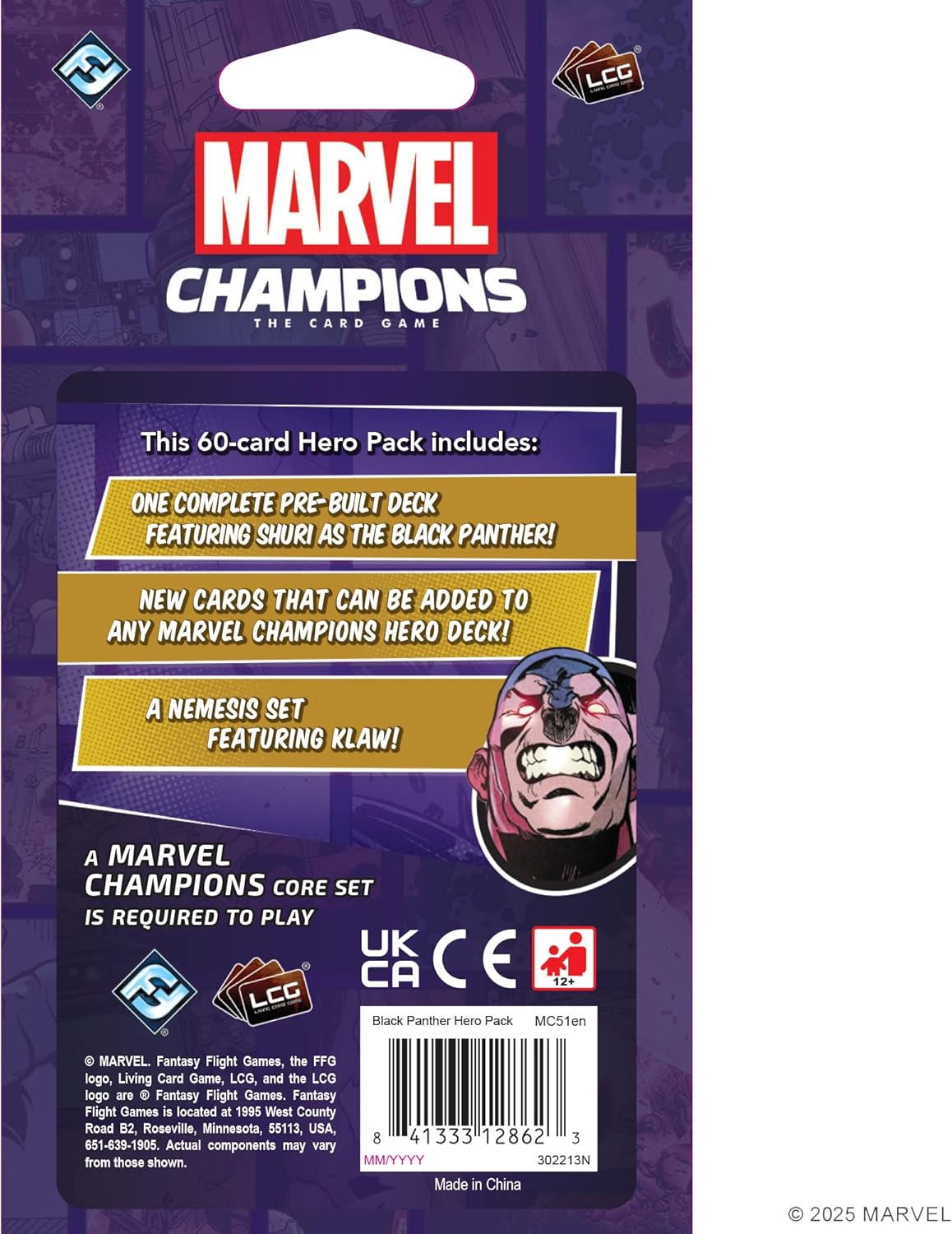 Marvel Champions card game hero pack packaging with Marvel logo