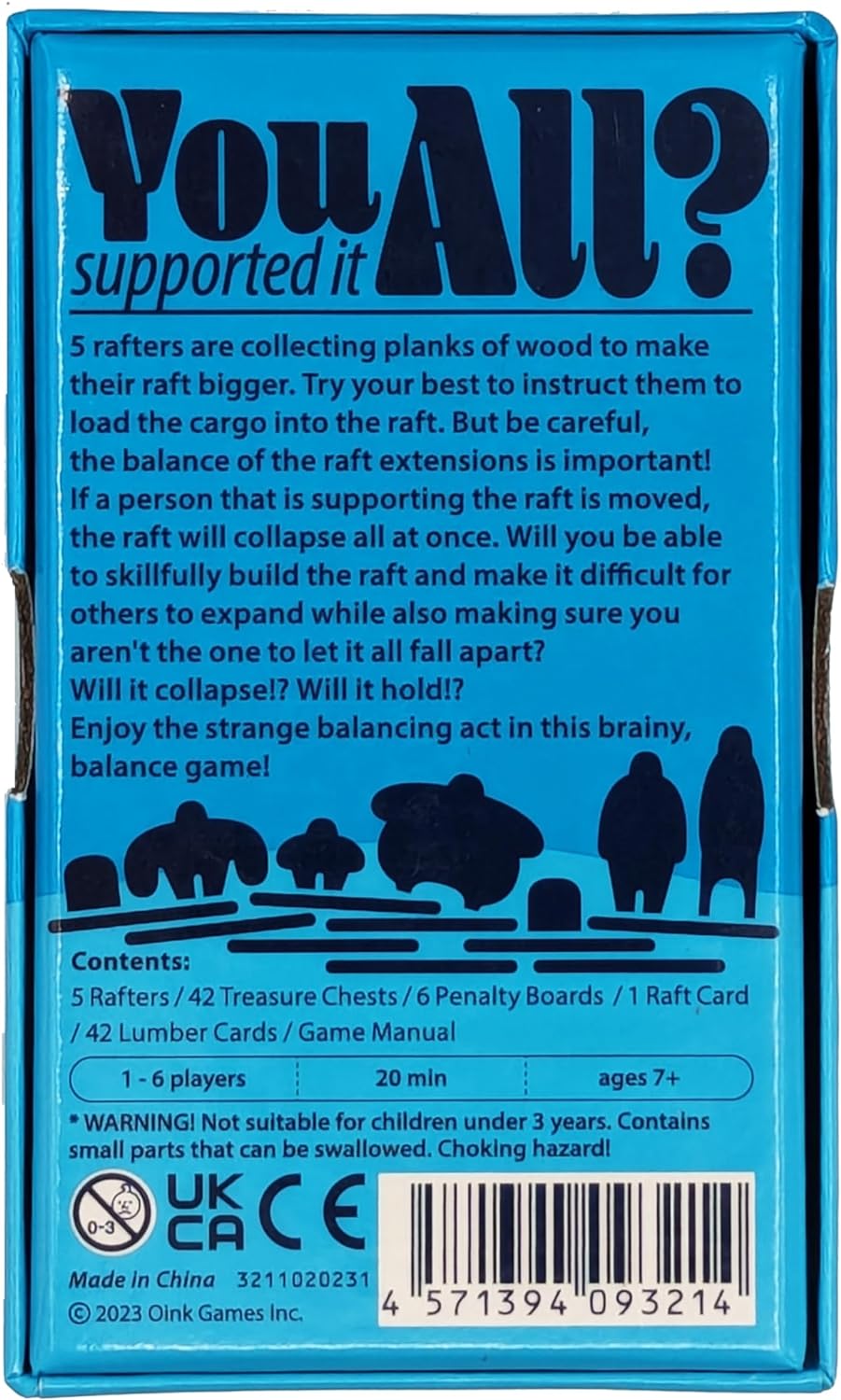 Blue game box with text and illustrations on a white background