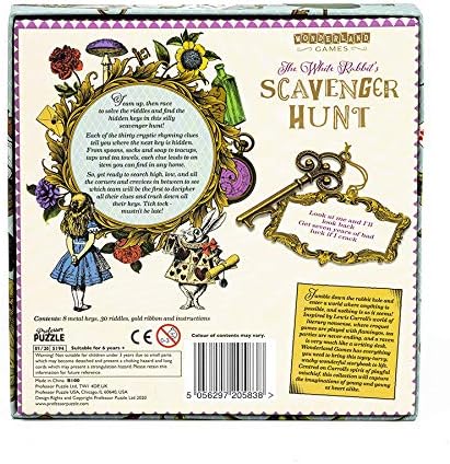Scavenger Hunt game box with illustrations and text on a white background