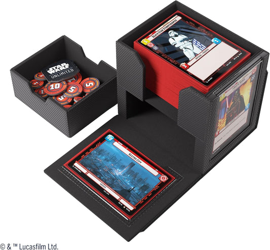 Star Wars: Unlimited Deck Pod - Black with Star Wars-themed cards on a white background