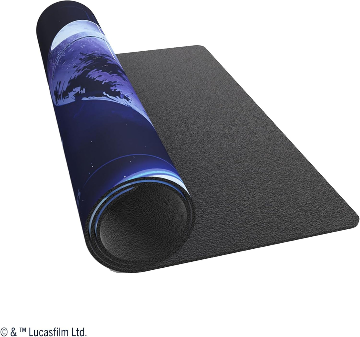 Star Wars Unlimited Game mat rolled up on a white background