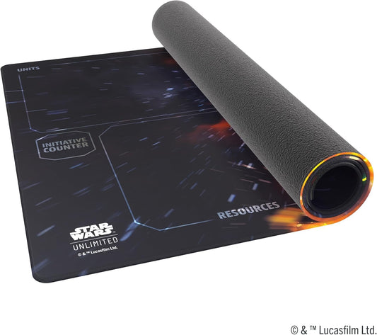 Star Wars: Unlimited. The Millennium Falcon Game Mat rolled up