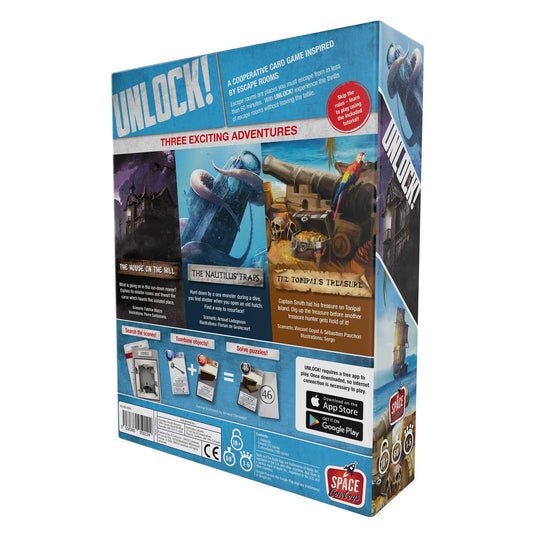 Box of the game 'Unlock!' with images and text on a white background