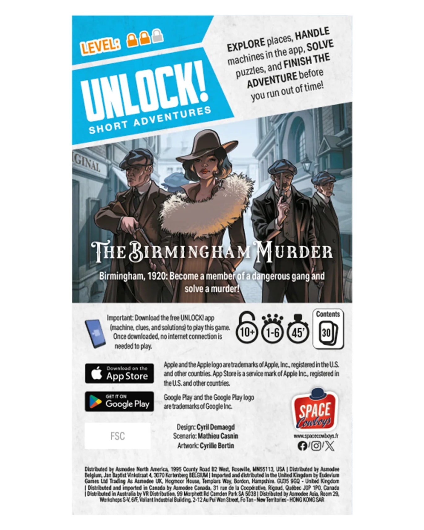 Product packaging for unlock-short-the-birmingham-murder with characters in a historical setting.