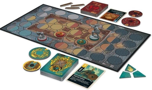 Unmatched: Red Riding Hood vs Beowulf board game set with pieces and cards on a white background