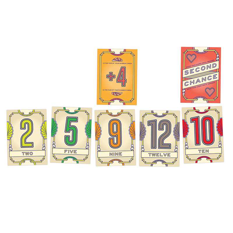 Flip 7 cards laid out on a white background