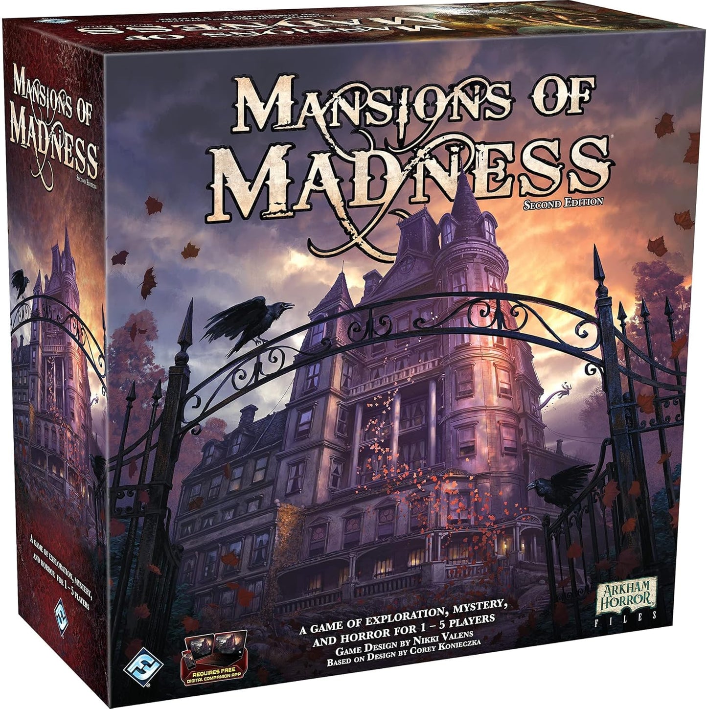 Board game box for 'Mansions of Madness' with a spooky castle design.