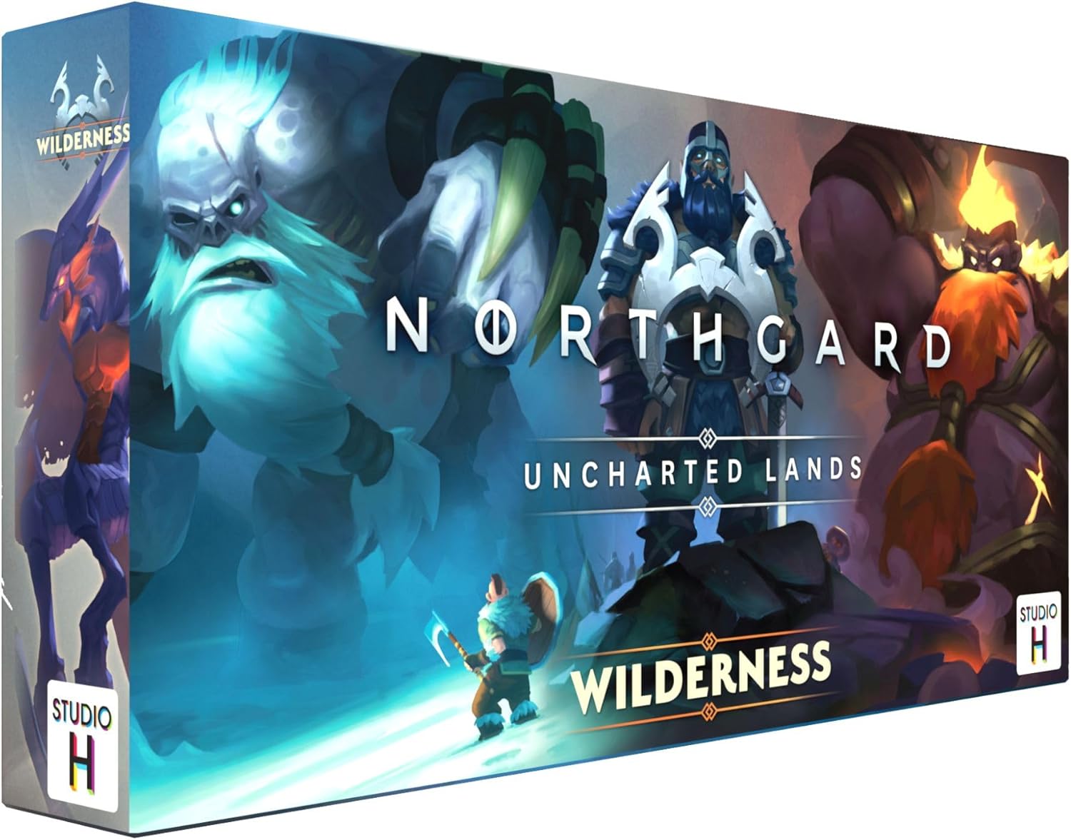 Game box for 'Northgard: Uncharted Lands' featuring fantasy characters and artwork.