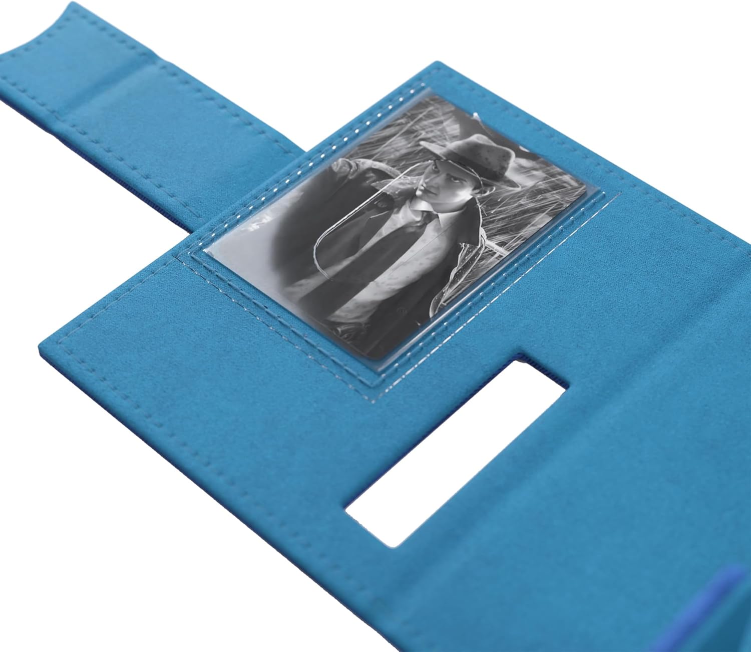 Arkham Horror Investigator Deck Tome - Guardian (Blue) with a clear window displaying a black and white photo of a person.