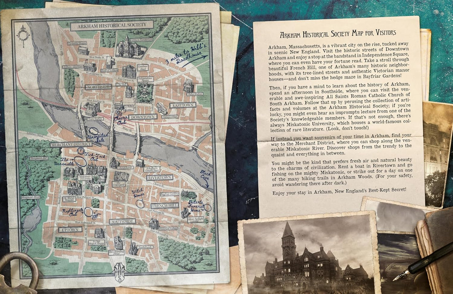 Vintage map and documents on a textured surface