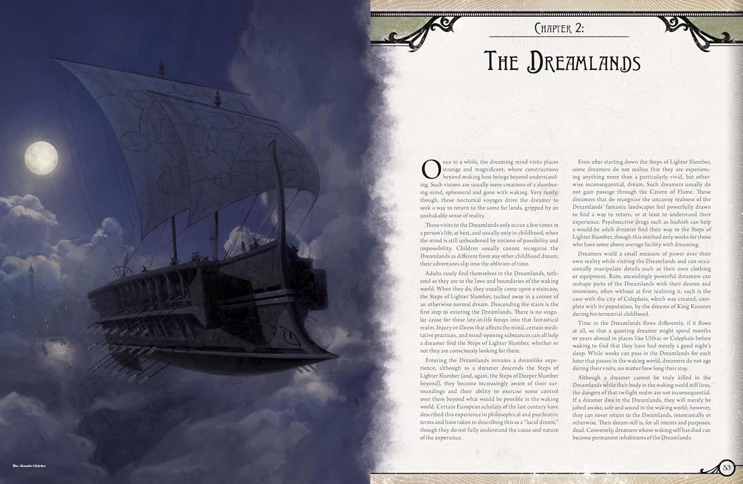 Sailing ship in clouds with text on the right side