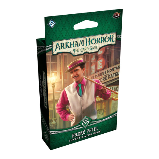 Arkham Horror The Card Game Andre Patel Investigator Deck packaging on a white background