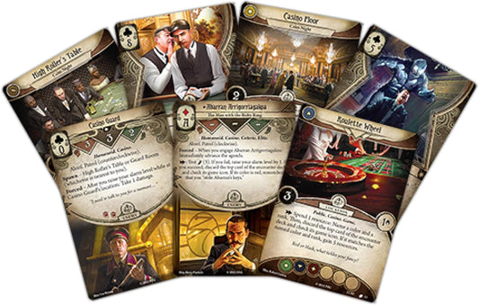 Arkham Horror: The Card Game scenario pack, 'Fortune and Folly' playing cards