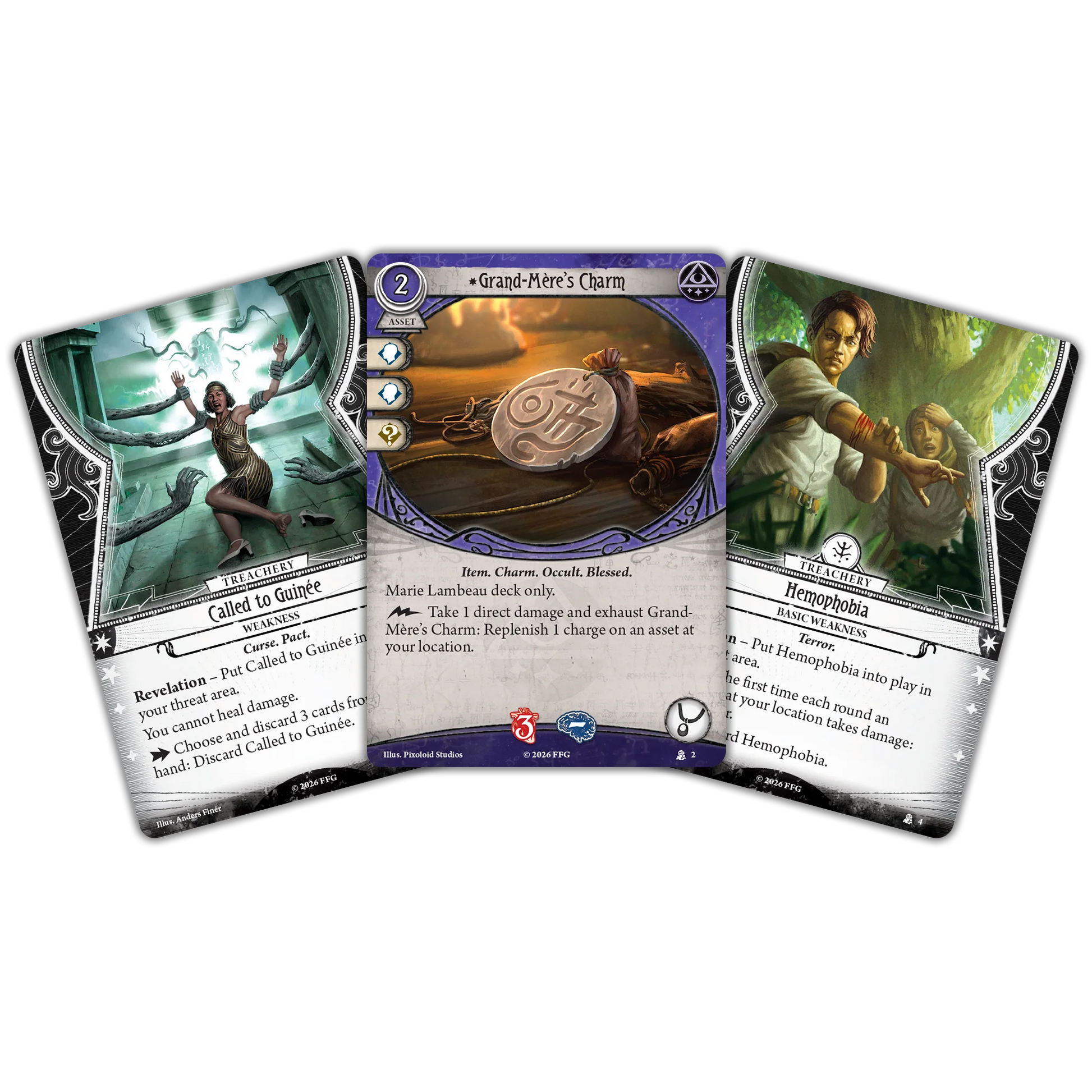 Arkham Horror The Card Game Marie Lam Beau Investigator Deck trading cards displayed on a white background