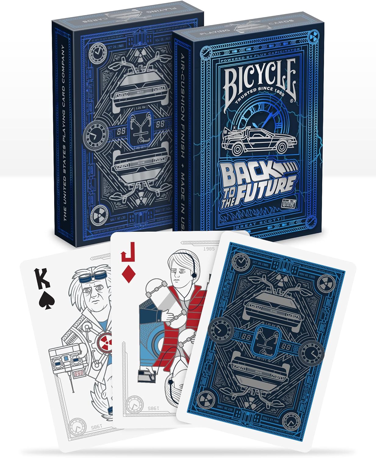 Bicycle Back to the Future playing cards with packaging and cards displayed.