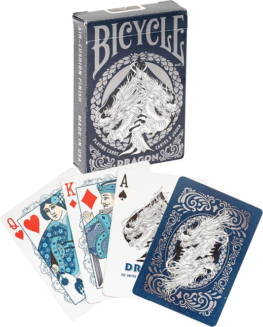 Bicycle Dragon playing cards with packaging on a white background