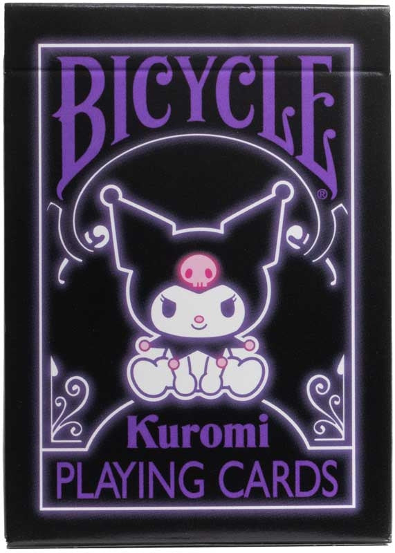 Bicycle Kuromi playing cards packaging with a black background