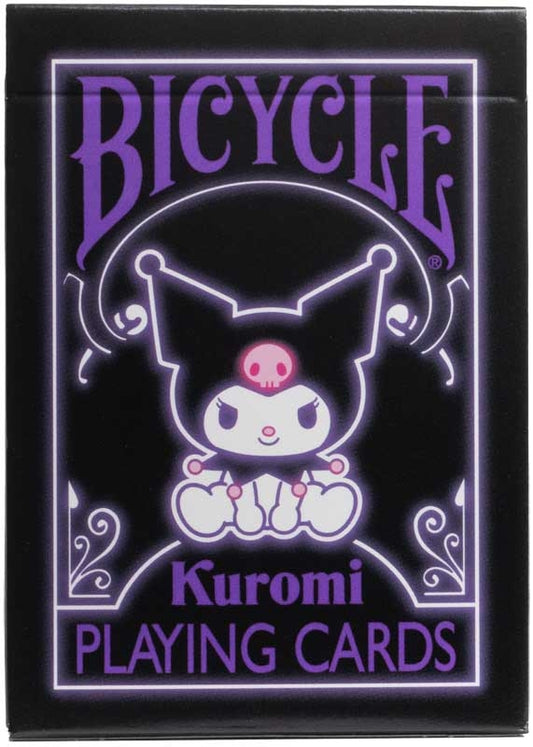 Bicycle Kuromi playing cards packaging with a black background