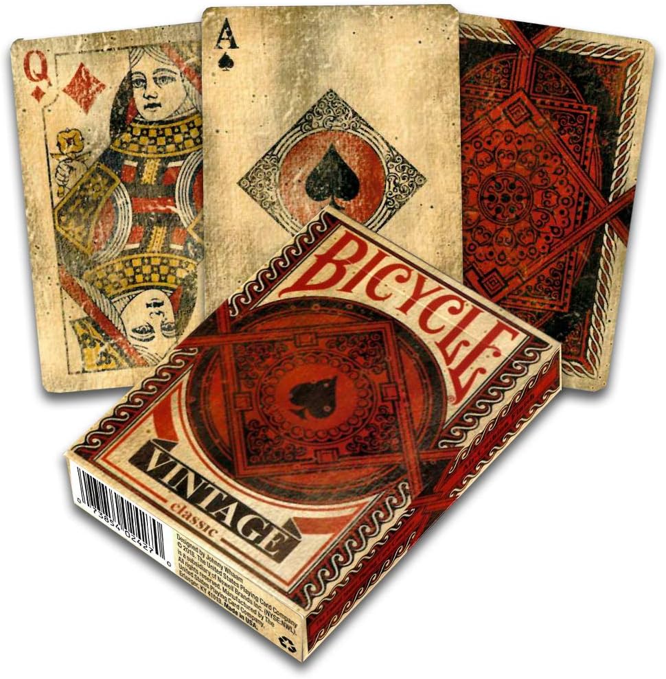 Bicycle Vintage Playing Cards in red and gold faded cards
