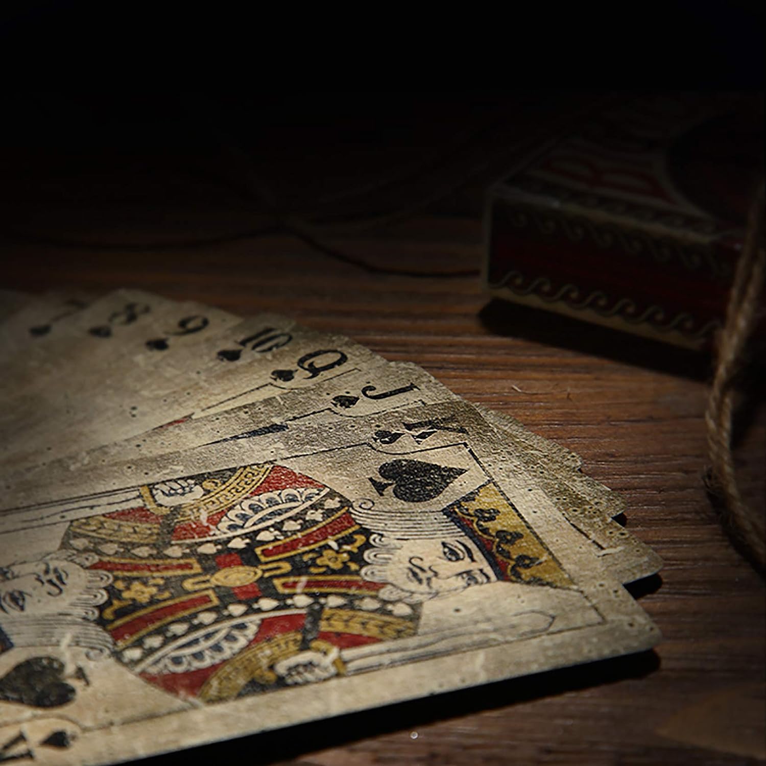 Bicycle Vintage Playing Cards in red and gold showing  7 of clubs to King of clubs