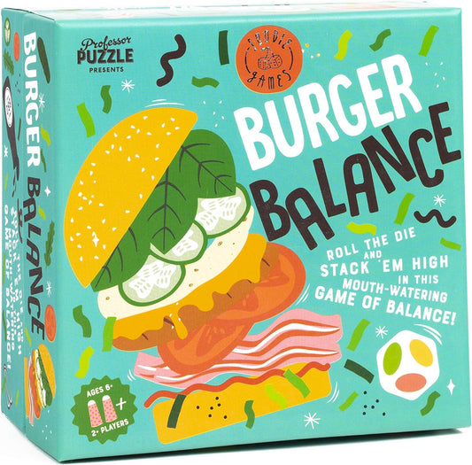 Burger balance box cover with picture of a burger