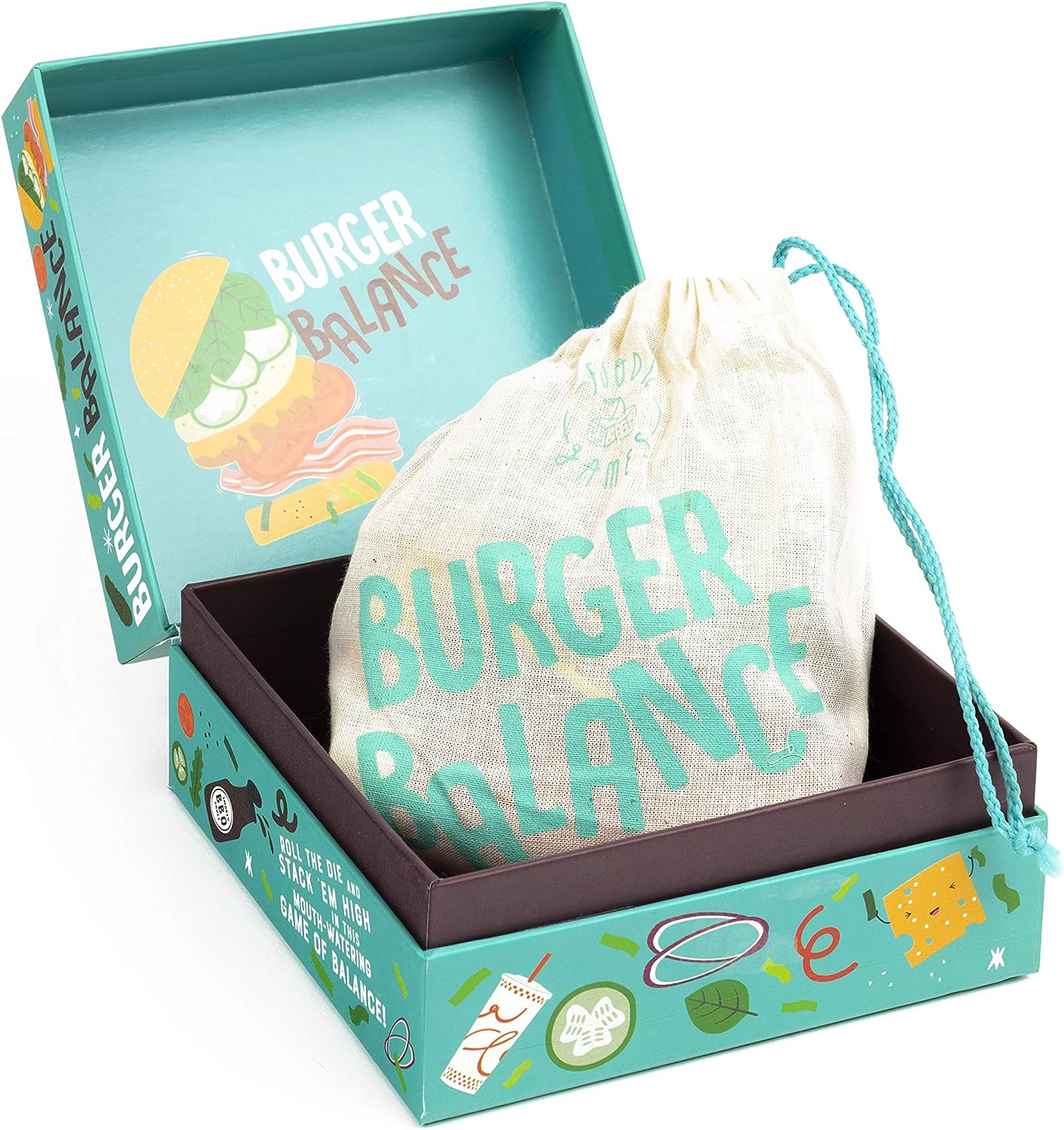 Burger balance box showing bag to carry pieces