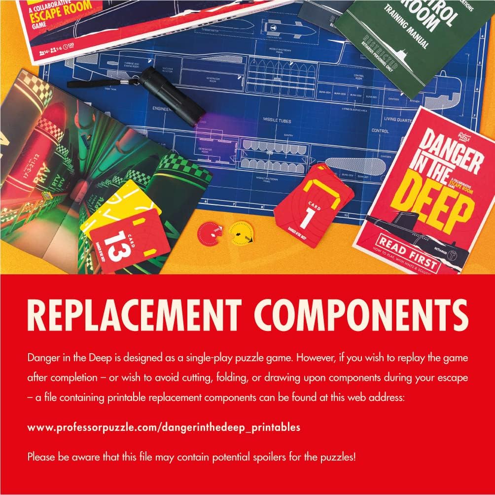 Danger in the Deep board game replacement components instructions for printables
