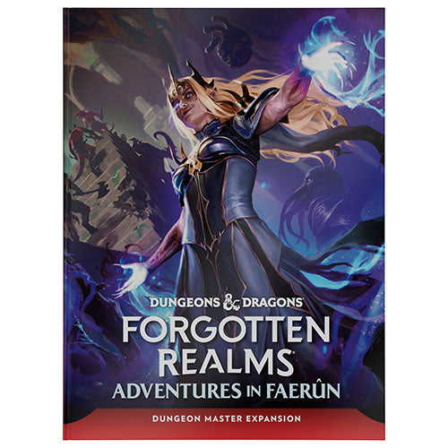 Dungeons & Dragons Forgotten Realms book cover with a character on a dark background