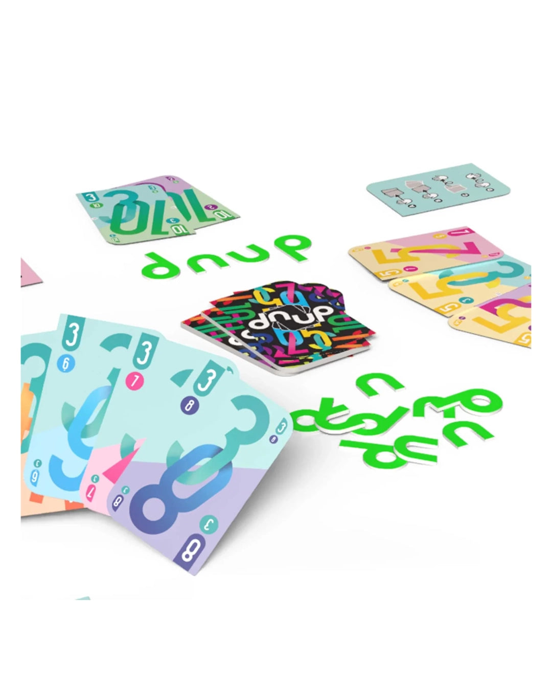 dnup card game cards laid out on a white background