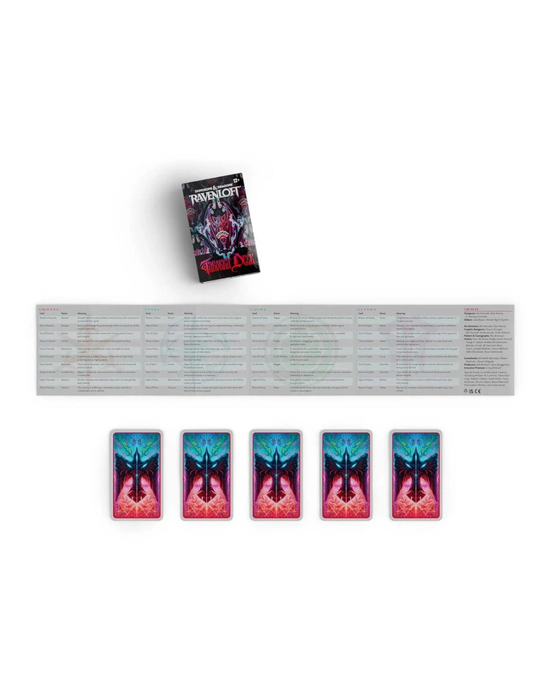 Dungeons & Dragons Ravenloft Tarotka Deck with instructions on a white background
