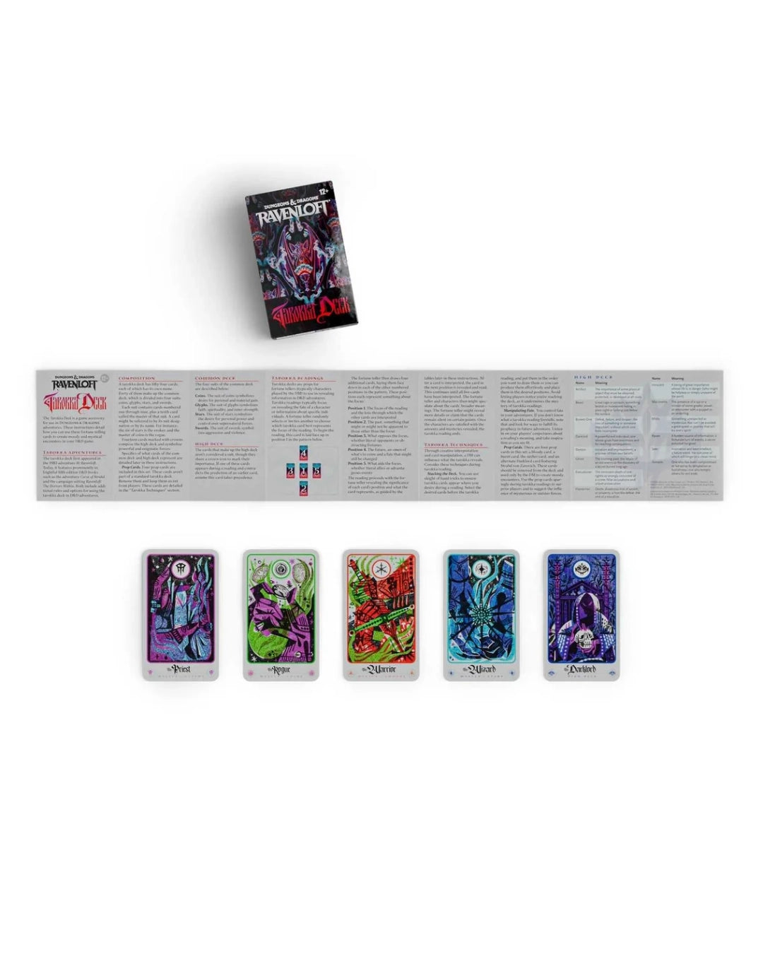Dungeons & Dragons Ravenloft Tarotka Deck with instructions on a white background