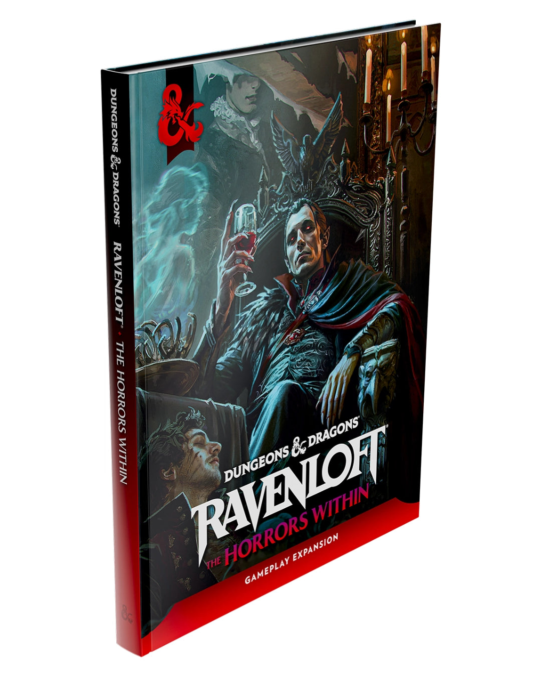 Dungeons & Dragons Ravenloft: The Horrors Within book cover with a character holding a glass of wine.