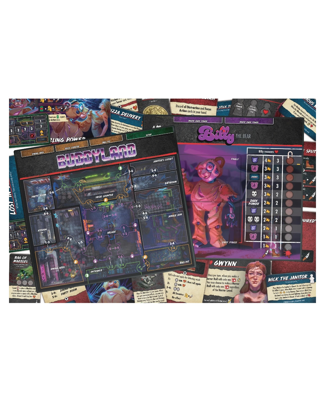 Final Girl Bad Times at Buddyland playing boards