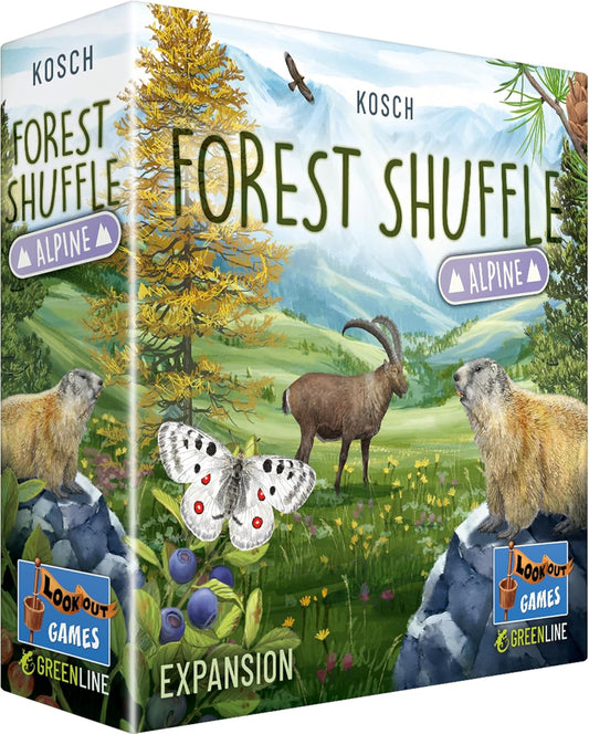 Box for 'Forest Shuffle' game expansion by Lookout Games with nature-themed artwork.