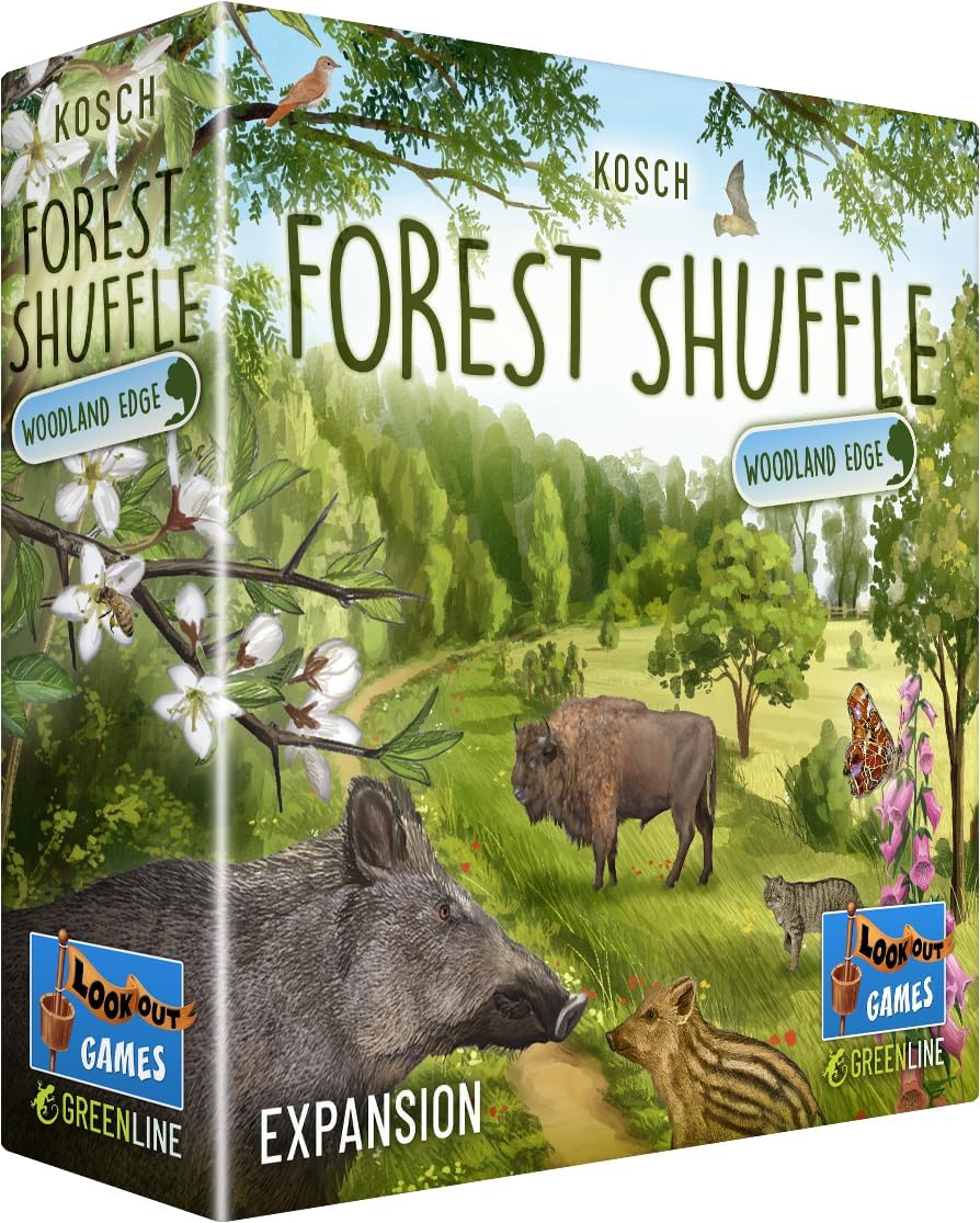 Box for 'Forest Shuffle' game expansion by Lookout Games with nature-themed design.