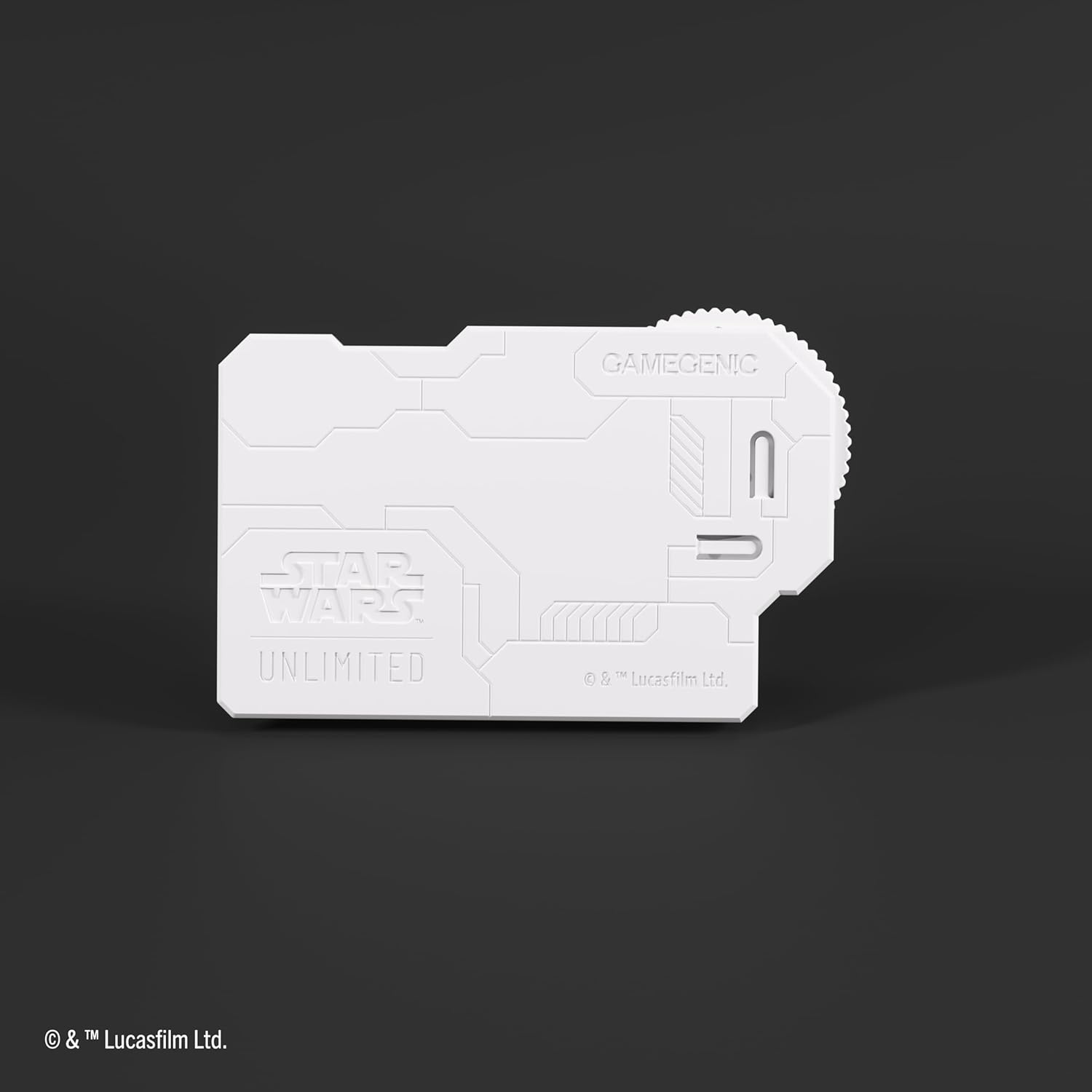 rear of white Gamegenic Damage Pad for Star Wars: Unlimited on a black background