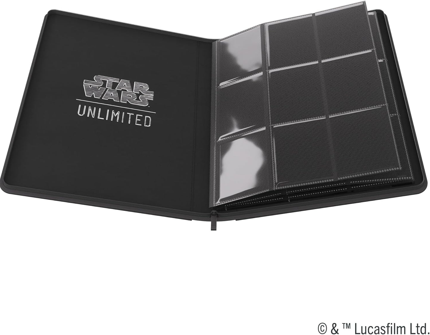 Star Wars: Unlimited Zip-Up Album 18-Pocket - Black with 'Star Wars Unlimited' branding on a white background