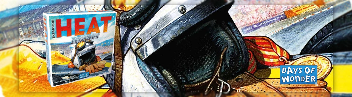 Close-up of a racing helmet for HEAT Legends board game expansion by Days of Wonder
