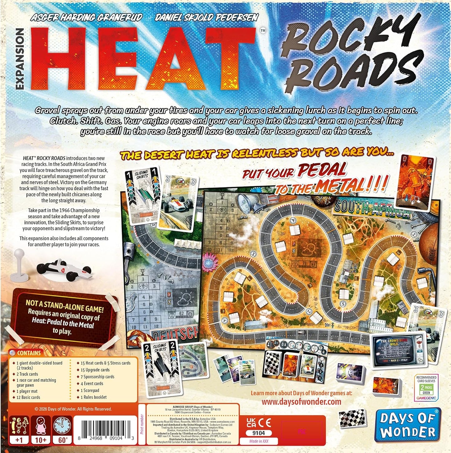 Board game expansion pack for 'Heat Rocky Roads' with colourful text and game components.