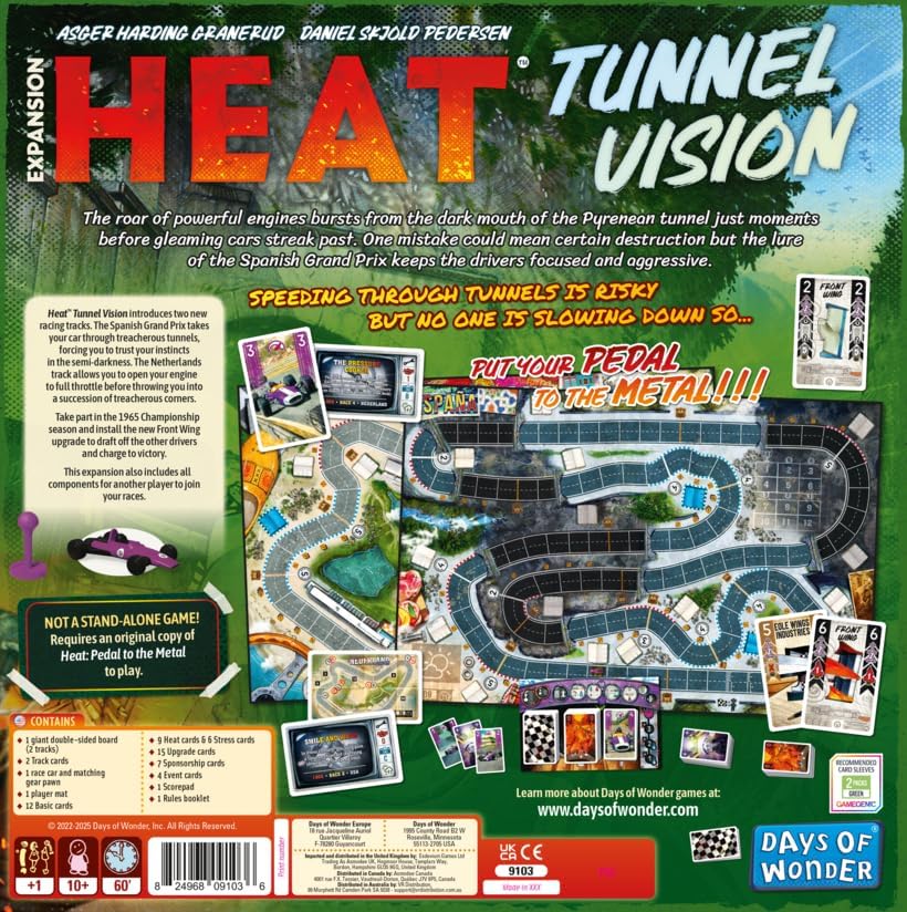 Board game expansion pack for 'HEAT' titled 'Tunnel Vision' by Days of Wonder.