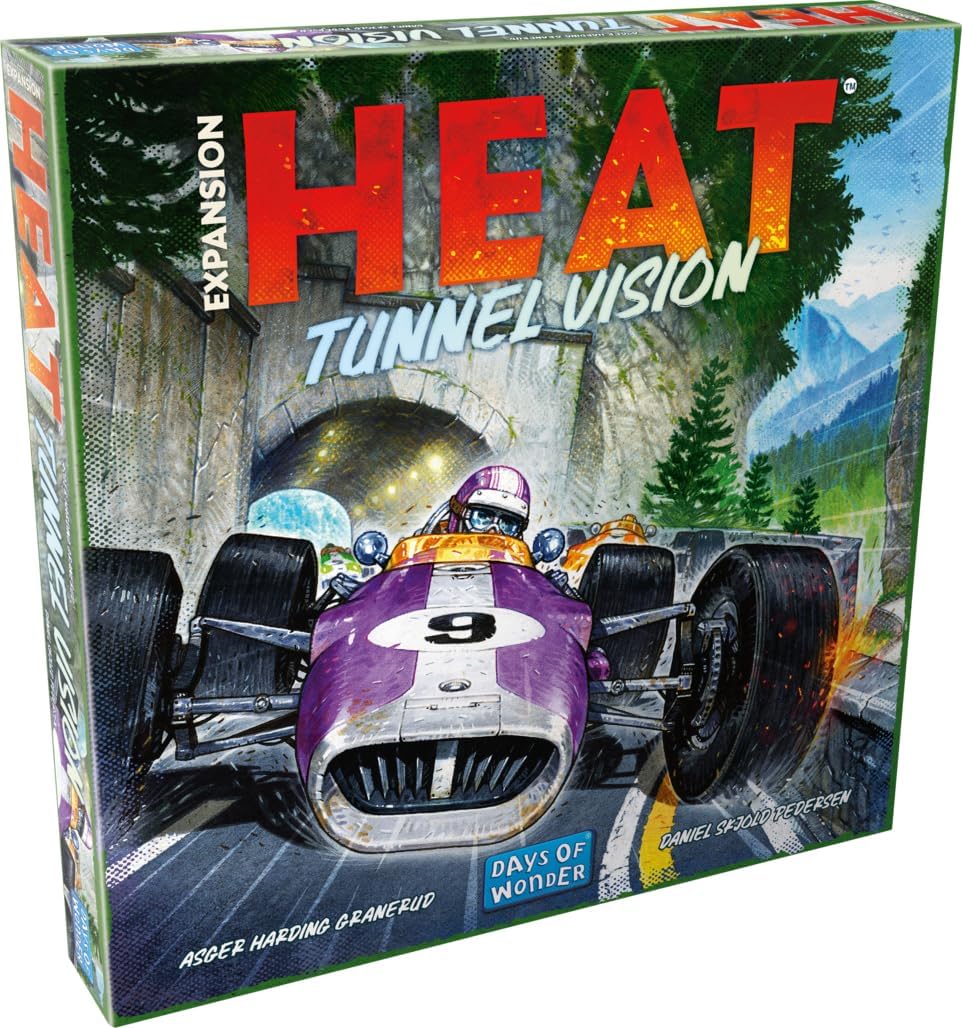 Board game expansion box titled 'HEAT Tunnel Vision' with a racing car on the cover.