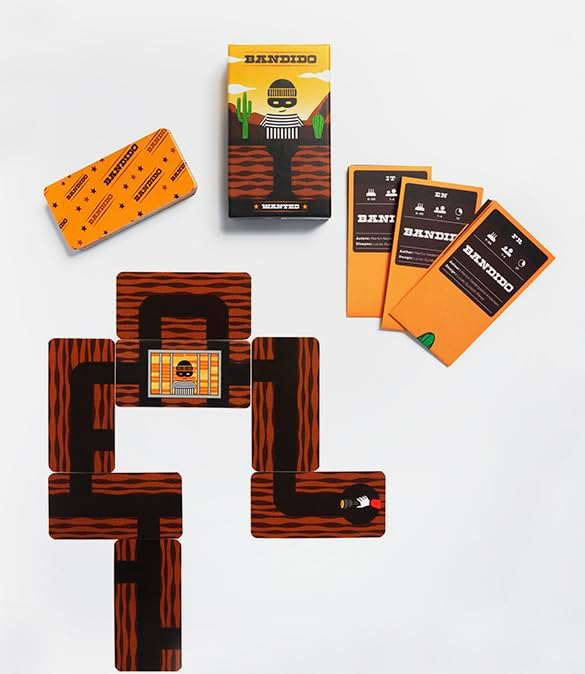 Bandido game pieces and packaging on a white background