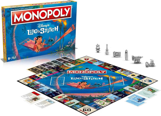 Lilo and Stitch Monopoly board game laid out on a white background