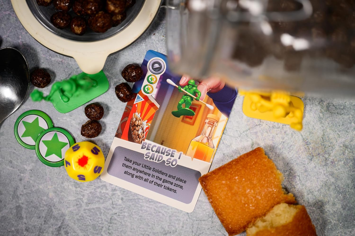 Little soldiers set on a kitchedn table