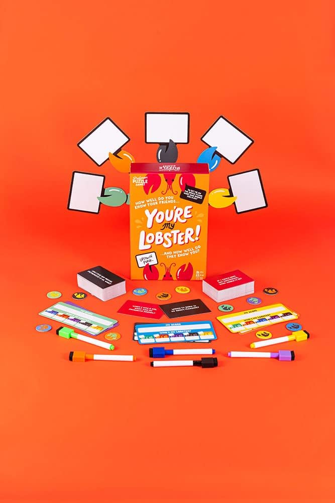 You're My Lobster! Box and contents with an orange background 