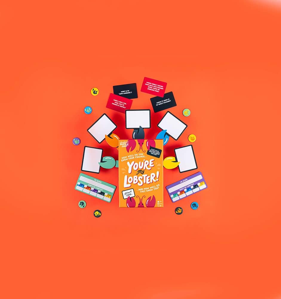 You're My Lobster! Box and contents with an orange background 